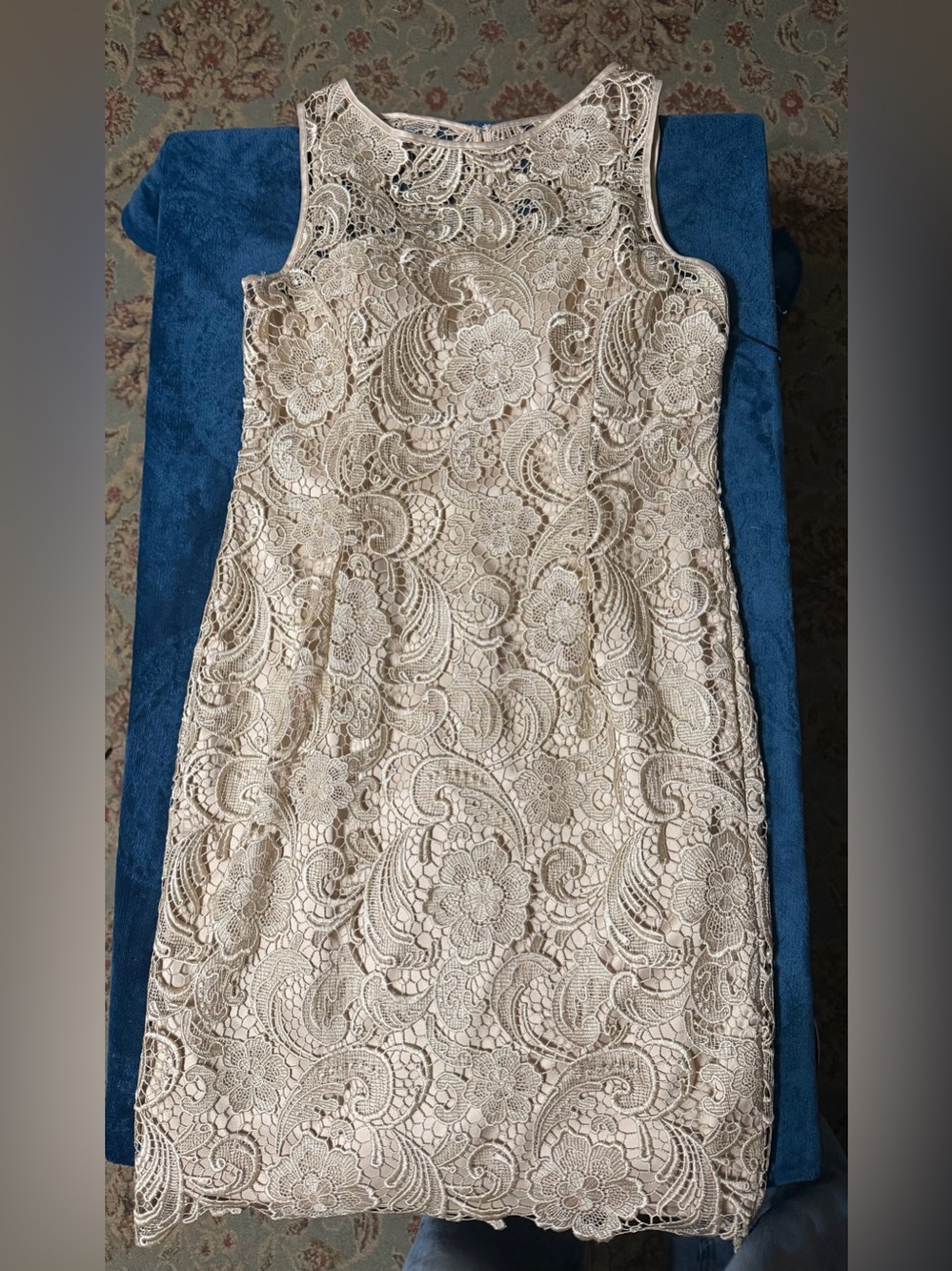 Adrianna Papell Cream Lace Midi Sheath Dress